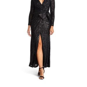 Eliza J Sequin Tie Waist Long Dress
